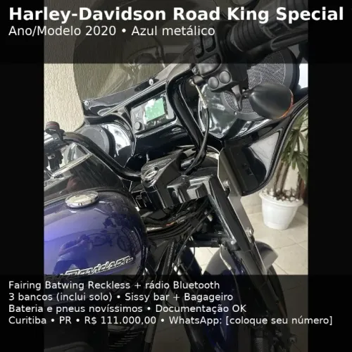 Harley-Davidson Road King Special 114 - 2020 - Curitiba/PR Preço: R$ 116.900,00