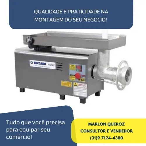 Moedor de carne Beccaro boca 22 bivolt Inox Novo