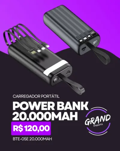 Carregador Portátil Power Bank 20.000mah