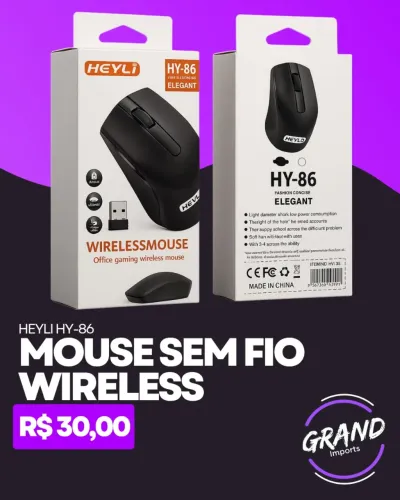 Mouse sem fio wireless Heyli 