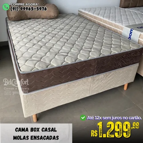 Cama Box Casal Molas Ensacadas Ipê Premium 