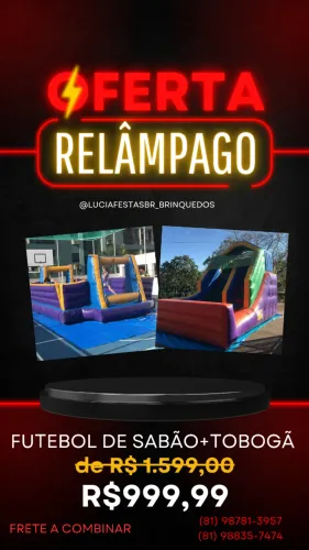 Tobogã inflável+futebol de sabão -combo-kit de festa -brinquedos