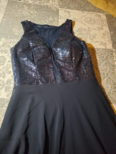 Vestido Longo Azul bordado