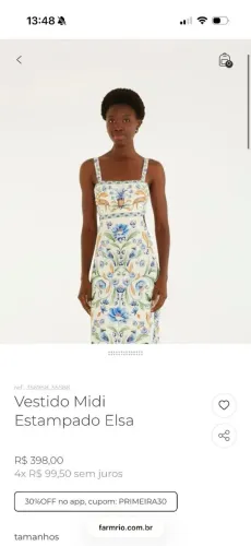 Vestido Midi Farm Estampa Elsa - Novo Com Etiqueta