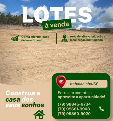 Vende-se Lote em Itabaianinha/SE - Localização Privilegiada