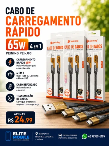 Cabo de Carregamento Rápido 65W 4 em 1 - Peining PEI-J80