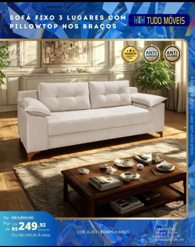Sofa fixo 3 lugares