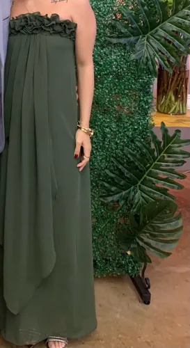 Vestido festa verde oliva P/M