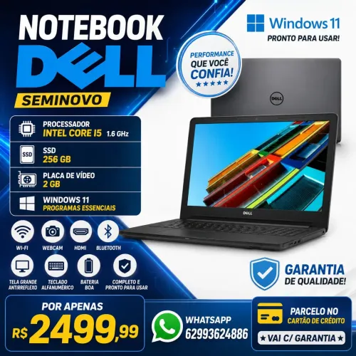 Notebook DELL CORE I5 256 GB SSD Vídeo Dedicado Garantia Parcelo no cartão