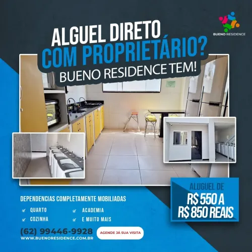 Locação de moradia mobiliada e com contas inclusas no Setor Bueno - Goiânia - GO