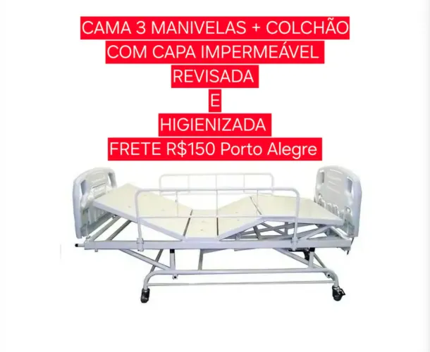 Cama hospitalar 3 manivelas Colchão com capa impermeável