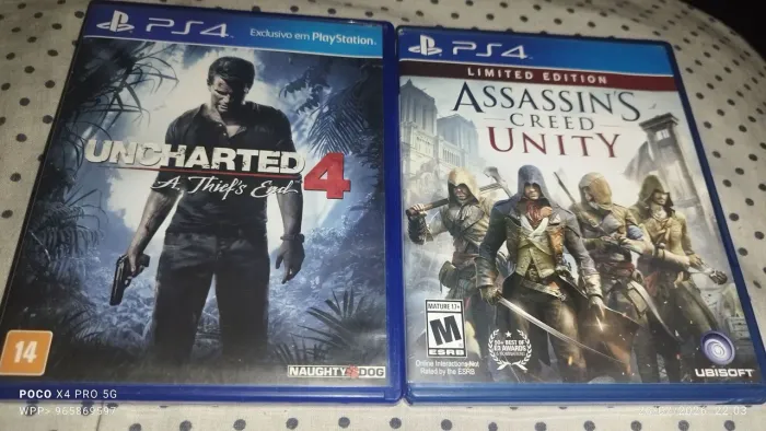 2 Jogos de PS4 - Uncharted 4 e Assassins Creed Unity