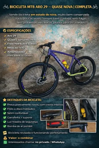 Bicicleta MTB Aro 29 | Freio Hidráulico | Relação 1x10