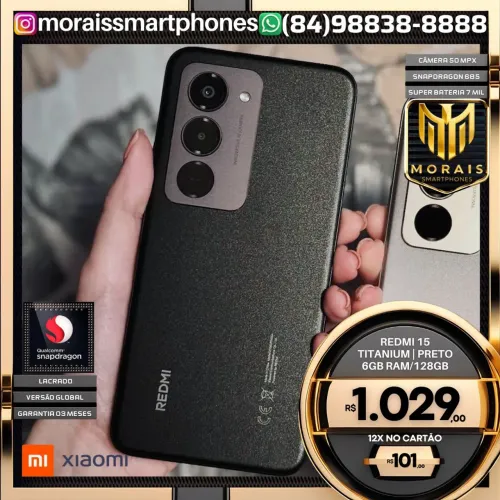 Xiaomi Redmi 15 - Titanium, Preto - 128GB | 6GB RAM - LACRADO NOVO |