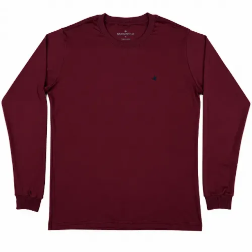 camiseta brooksfield masculina manga longa bordô original - tamanho g