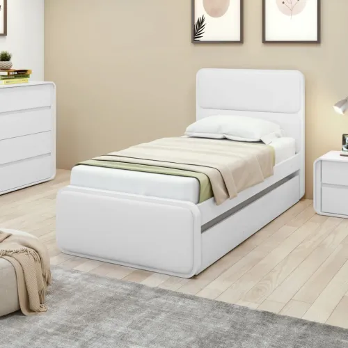 Cama Solteiro Loop com Auxiliar Branco tt76