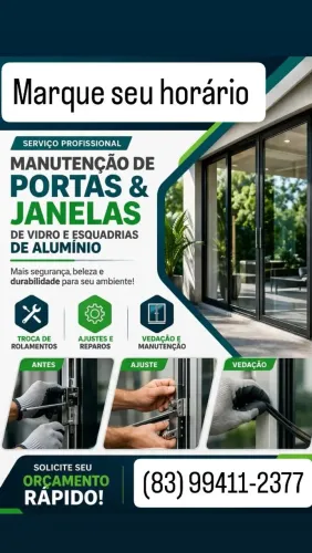 Manutenção portas e janelas de vidro e alumínio