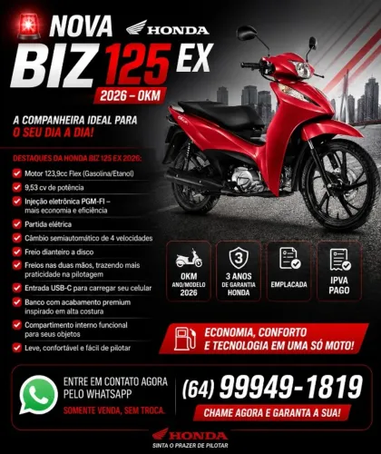 Honda Biz 125 EX 2026 0KM Flex