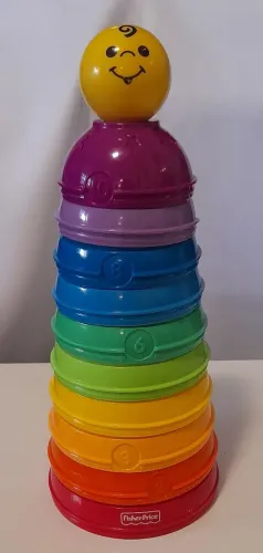 Torre de Potinhos de empilhar vira bola para  rolar Fisher Price 