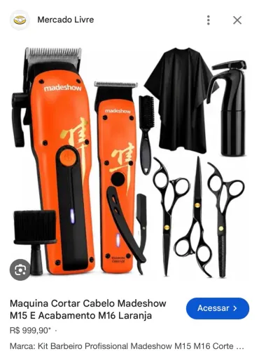 Kit barbeiro profissional madeshow M15 e M16
