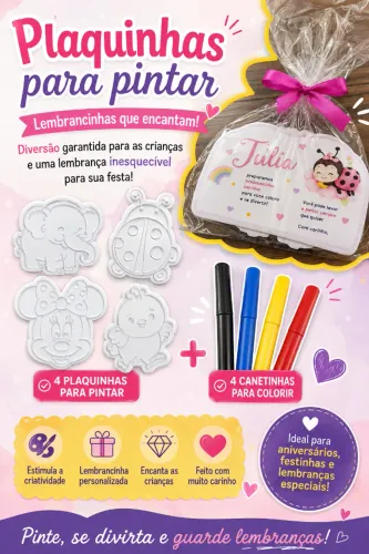 Plaquinhas para pintar como lembrancinha de aniversario