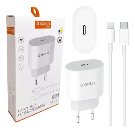 Kit Carregador ORIGINAL Turbo 30W + Cabo USB-C para Lightning