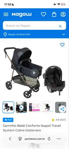 Carrinho de bebê+bebê conforto completo!