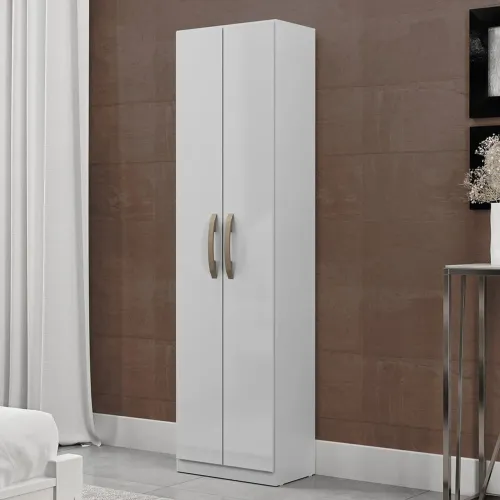 Armário Multiuso Elara 2 Portas 4 Prateleiras Com Pés Branco Neve - Mx<br>