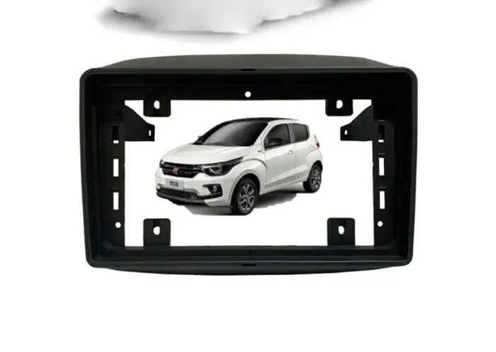 Moldura Painel Multimídia Acabamento 2Din Fiat Mobi 9 Polegadas Preto Fosco
