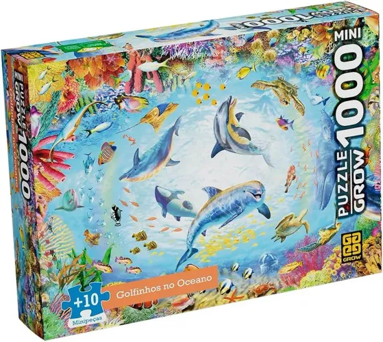 Quebra-Cabeça GROW 1000 PEÇAS mini - Golfinhos no Oceano<br>
