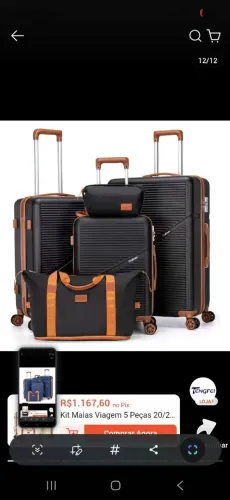 Kit Malas Viagem 5 Peças 20/24/28 Bolsa Nécessaire 360°