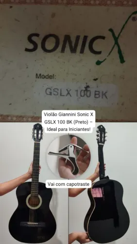 Vendo ou troco? Violão Giannini Sonic X GSLX 100 BK (Preto) Ideal para Iniciantes!?