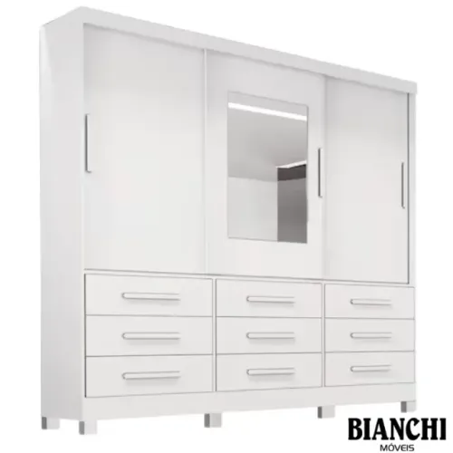 Guarda Roupa Athenas 3 Portas Branco Bianchi - Entrega Rápida! 
