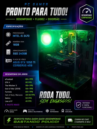 CPU GAMER GTX 1050ti 4 gb 