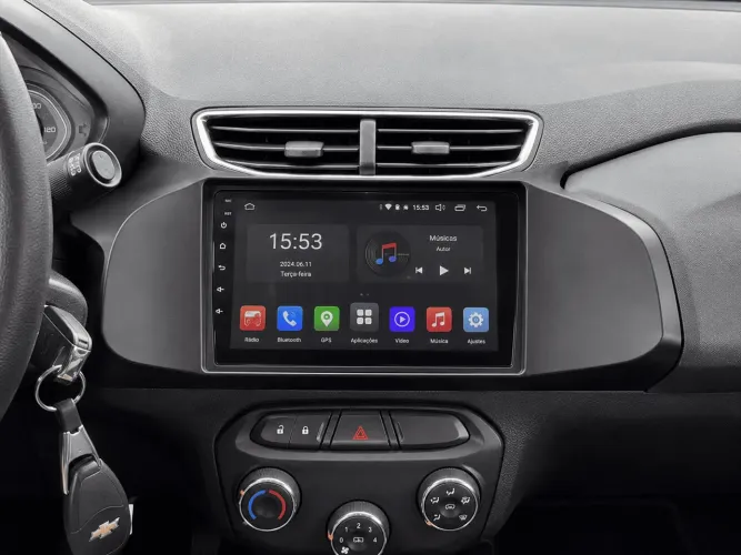 Moldura 9 Polegadas Onix/Joy/Prisma G2 2013 a 2019 Preto Fosco