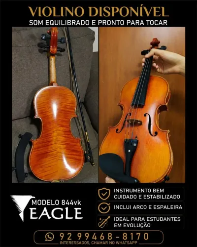 Violino Eagle 844VK 4/4 Ajustado por Luthier + Arco Fibra de Carbono