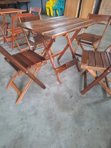 Conjunto de Mesa de Abrir + Cadeiras em Madeira de Lei (Paraju ou Ipê) - Direto da Fábrica