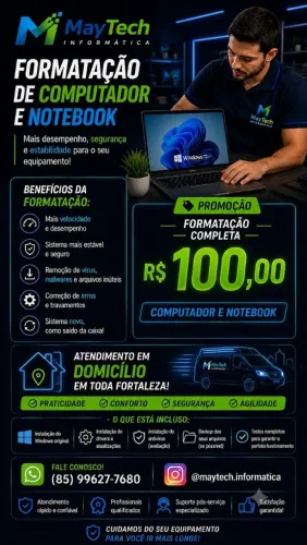 Formatação em domicílio de computador ou Notebook.