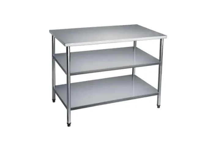 MESA EM AÇO INOX COM 2 PRATELEIRAS PRODUTO NOVO