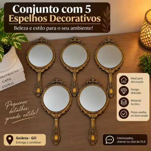 Conjunto com 5 espelhos decorativos