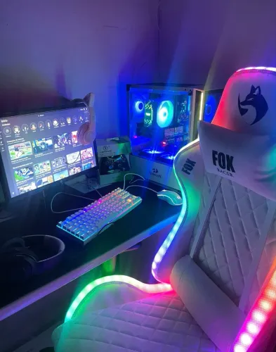 Cadeira Gamer Fox Racer Branca RGB