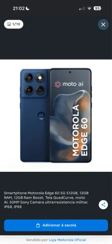 MOTOROLA 60 EDGE 512 GB NA CAIXA