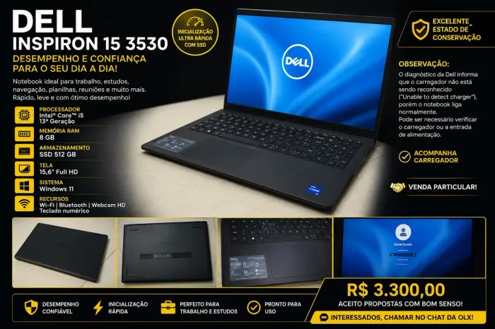 Notebook Dell Inspiron 15 - Intel Core i5 - 8GB RAM - SSD 512GB