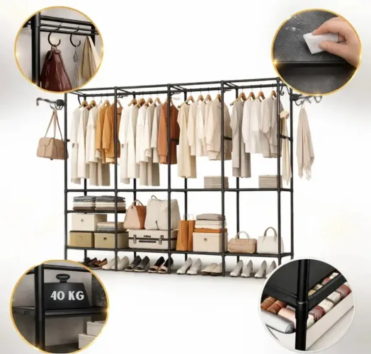 Arara de roupa RT + Arara para roupa 2 metros + provador +cortina + 4 colunas