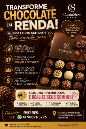 Ganhe renda extra revendendo produtos Cacau Show