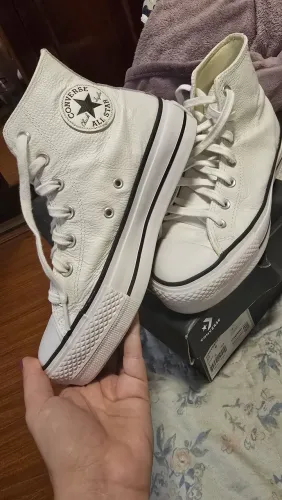 TENIS CONVERSE ALL STAR COURO legítimo  CANO ALTO PLATAFORMA 37 BRANCO