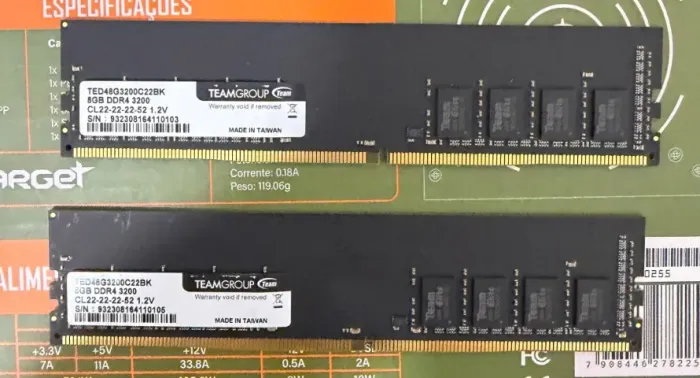 Kit Memória DDR4 16gb(2X8gb) 3200MHZ Team group- Loja física
