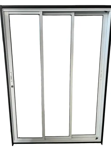 PORTA DE CORRER VIDRO TEMPERADO 3 FOLHAS ALUMÍNIO BRANCO