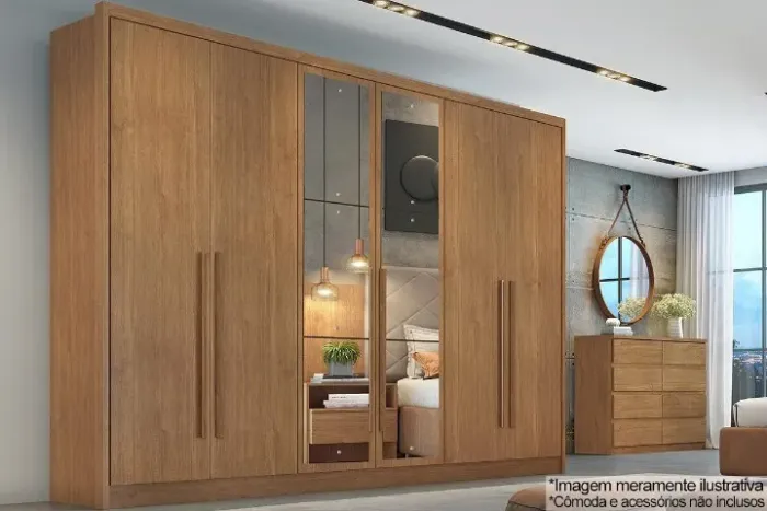 Guarda Roupa 100% MDF Com Espelho 6 Portas 8 Gavetas Robust (FAZEMOS ENTREGA)
