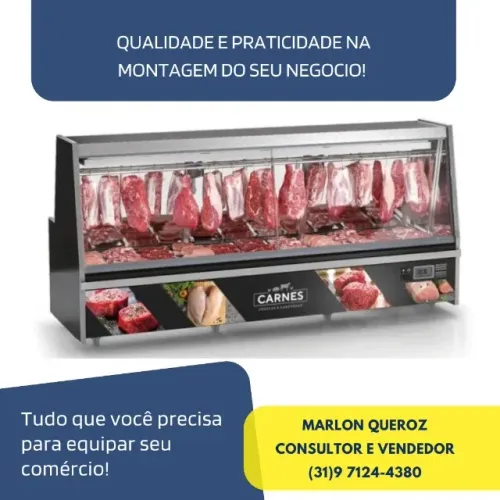 Balcão de Carne 3M Vidro Reto Gelopar Novo
